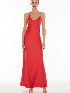 Manning Cartell Saturation Point Red Backless Slip Dress NWT